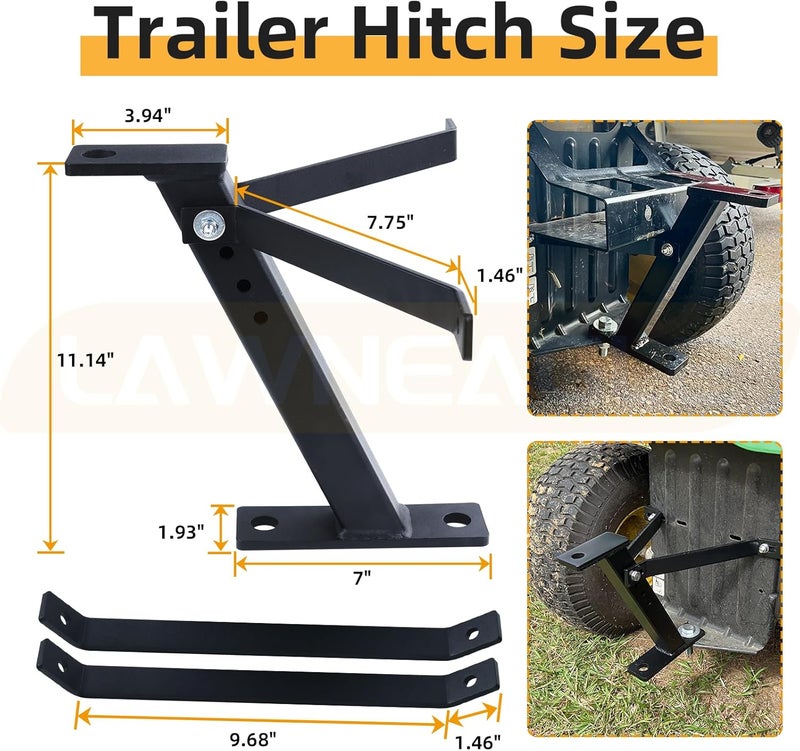 LANEAGLE Lawn Mower Trailer Hitch with Chromed Ball Hitch 2,000 lbs (1-7/8"x3/4"x2") for Cub Cadet, Husqvarna, Huskee, Craftsman and Most Conventional Lawn Mowers - Image 3